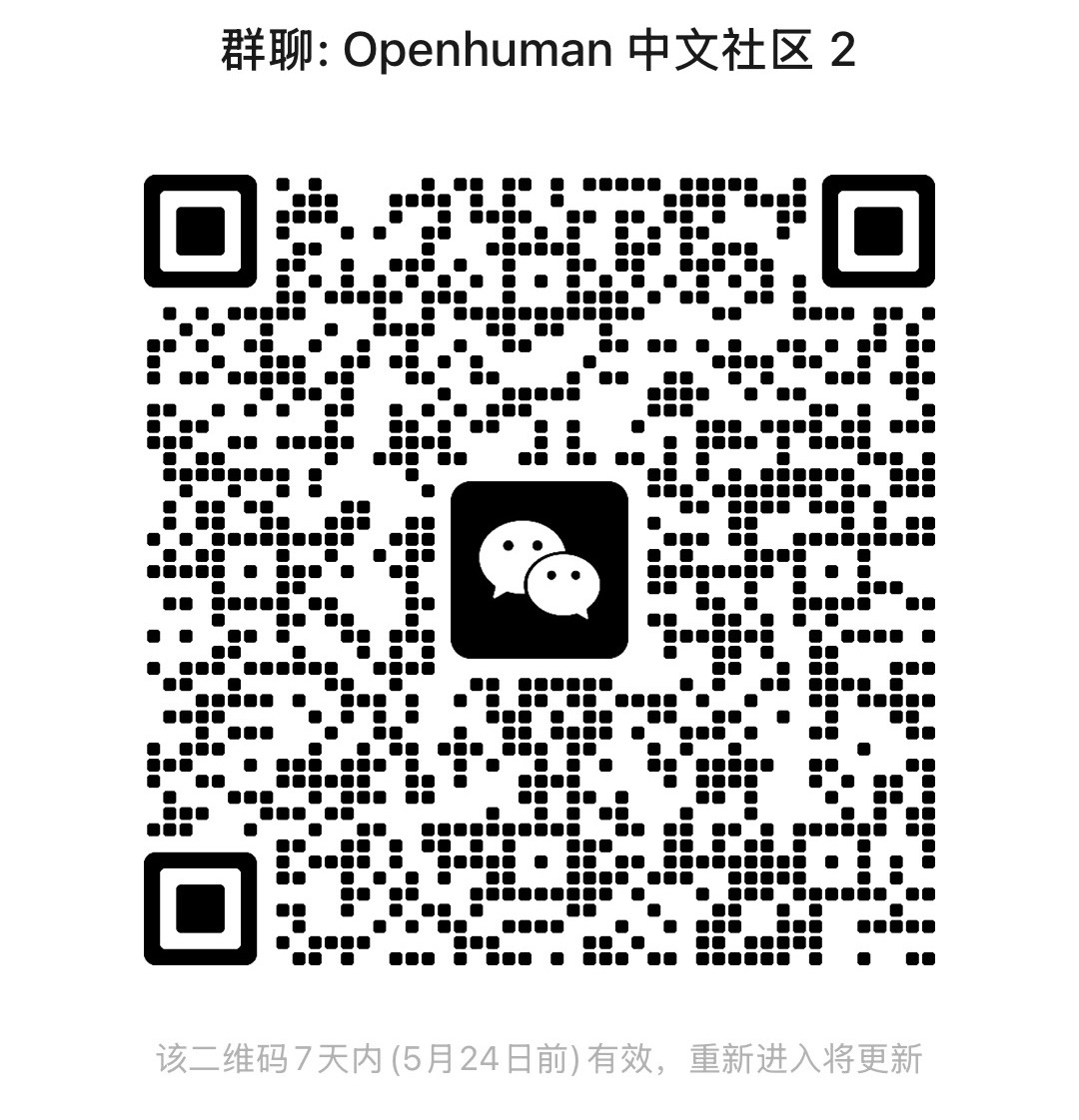OpenHuman 中文社区微信群二维码